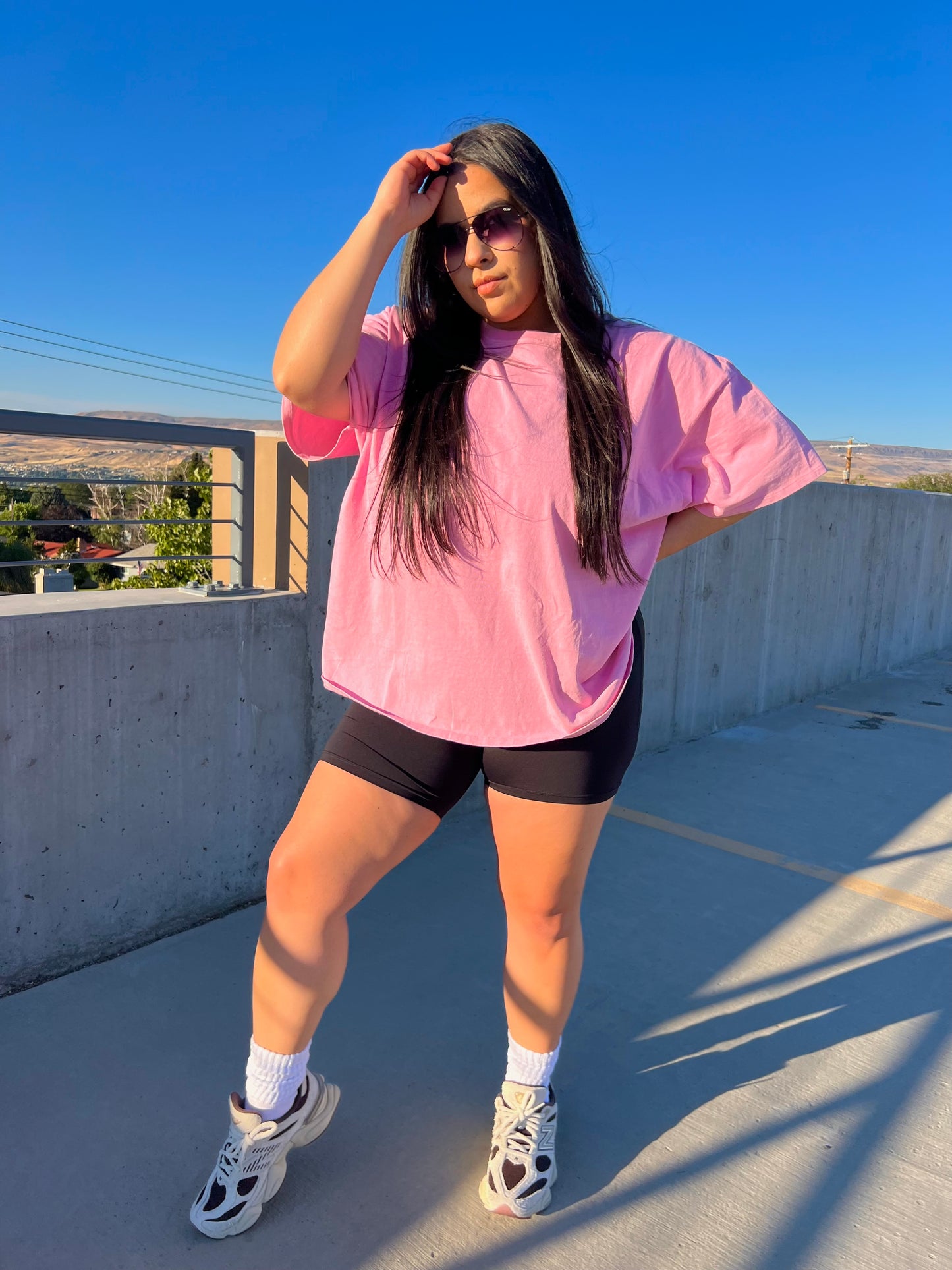 Straight Chillin Oversized Tee - Pink