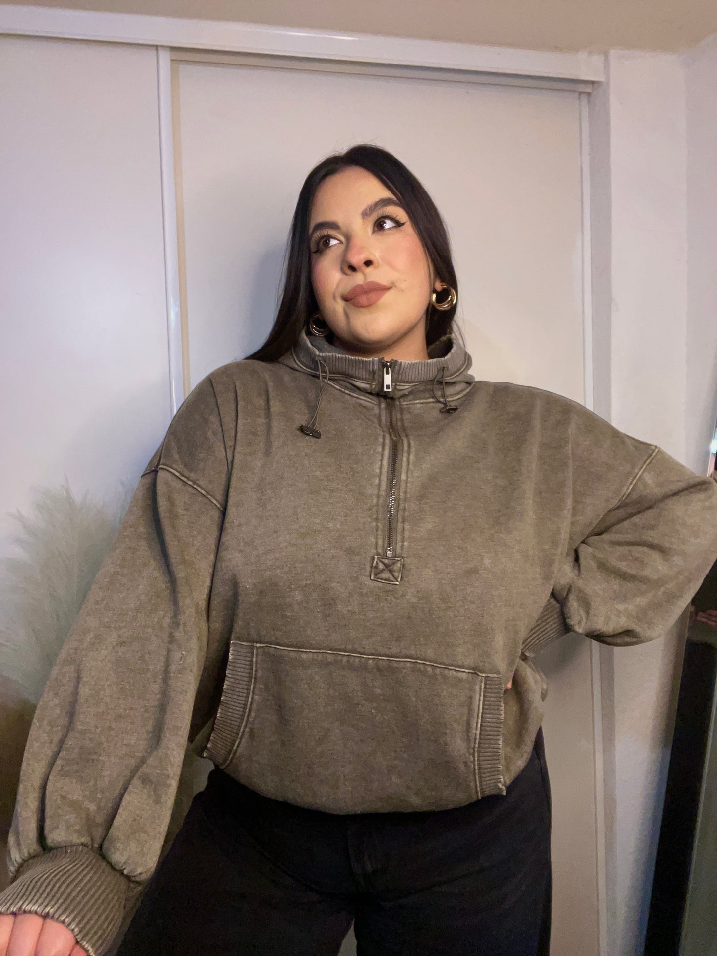 Velvet Leaves Hoodie (Olive)