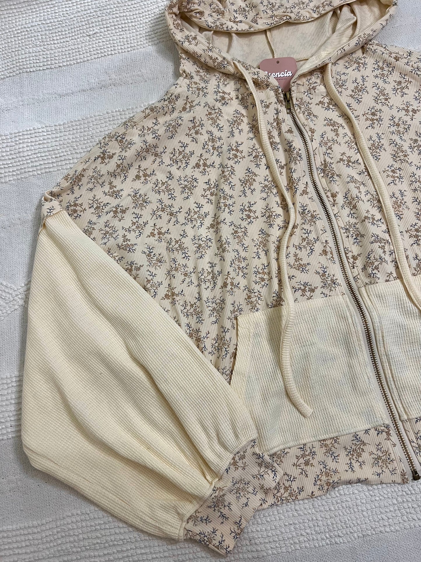 Cutesy Floral Hoodie (Cream)
