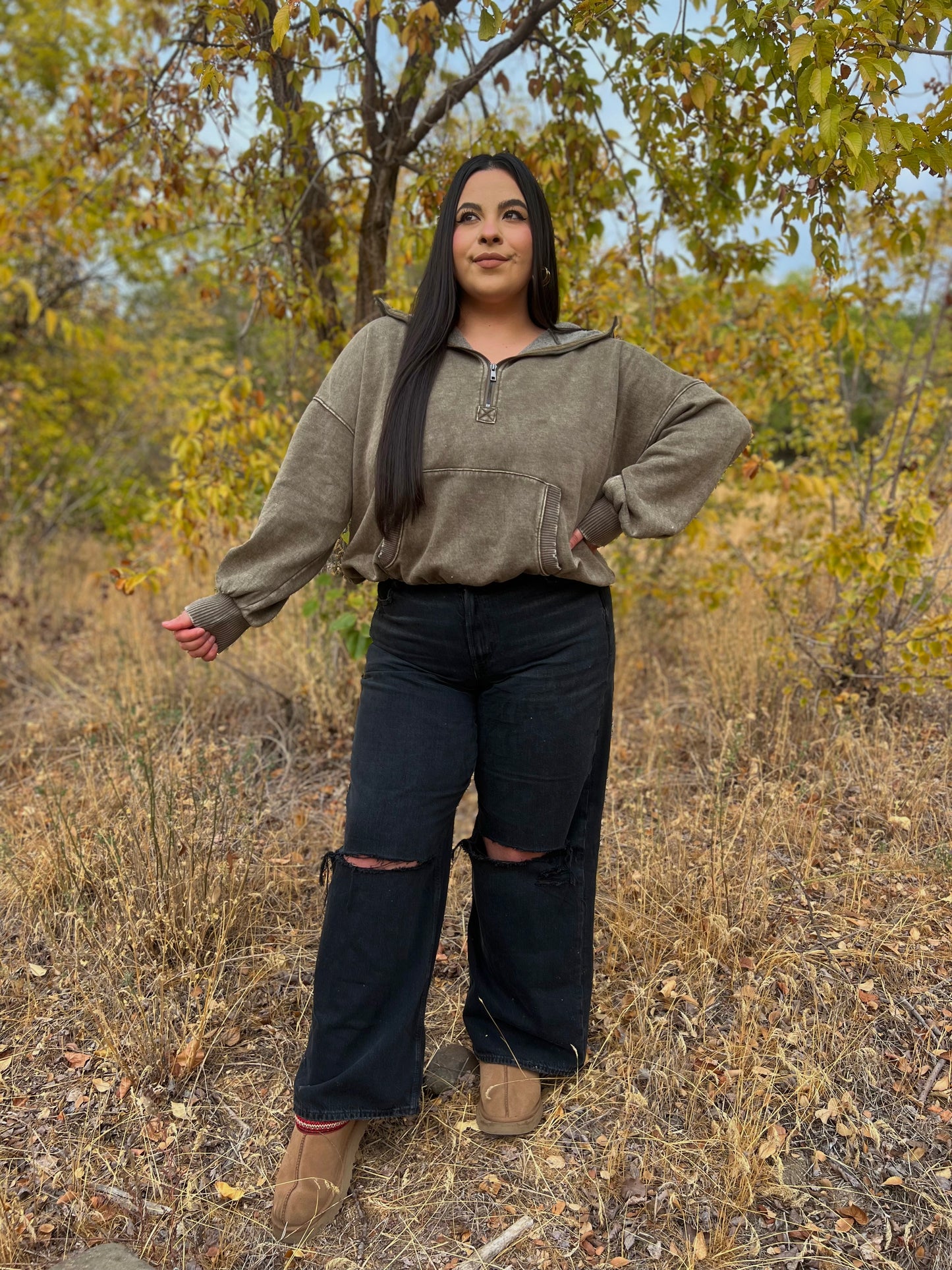 Velvet Leaves Hoodie (Olive)
