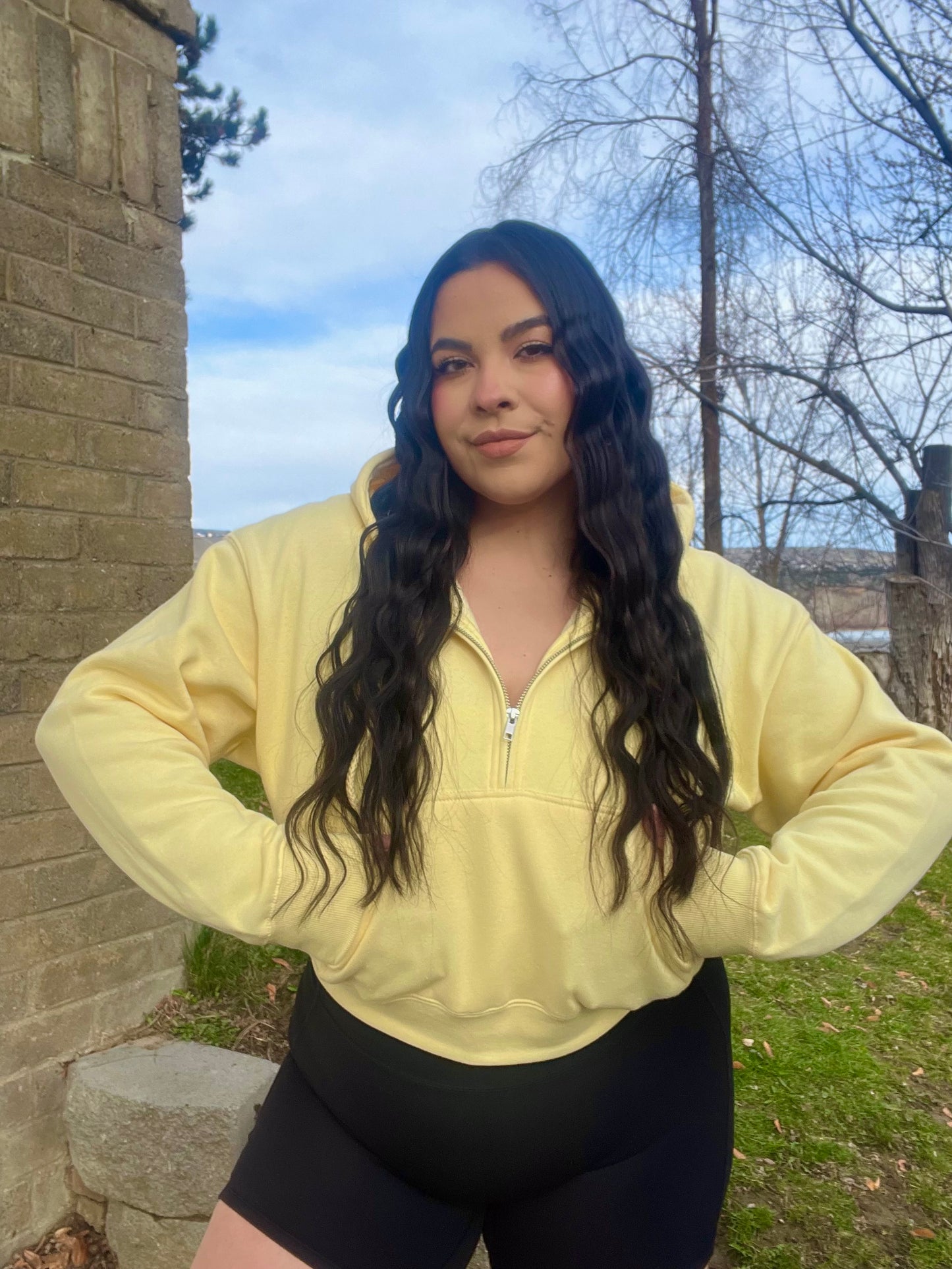 Essential 1/2 Zip Hoodie (Buttercream)