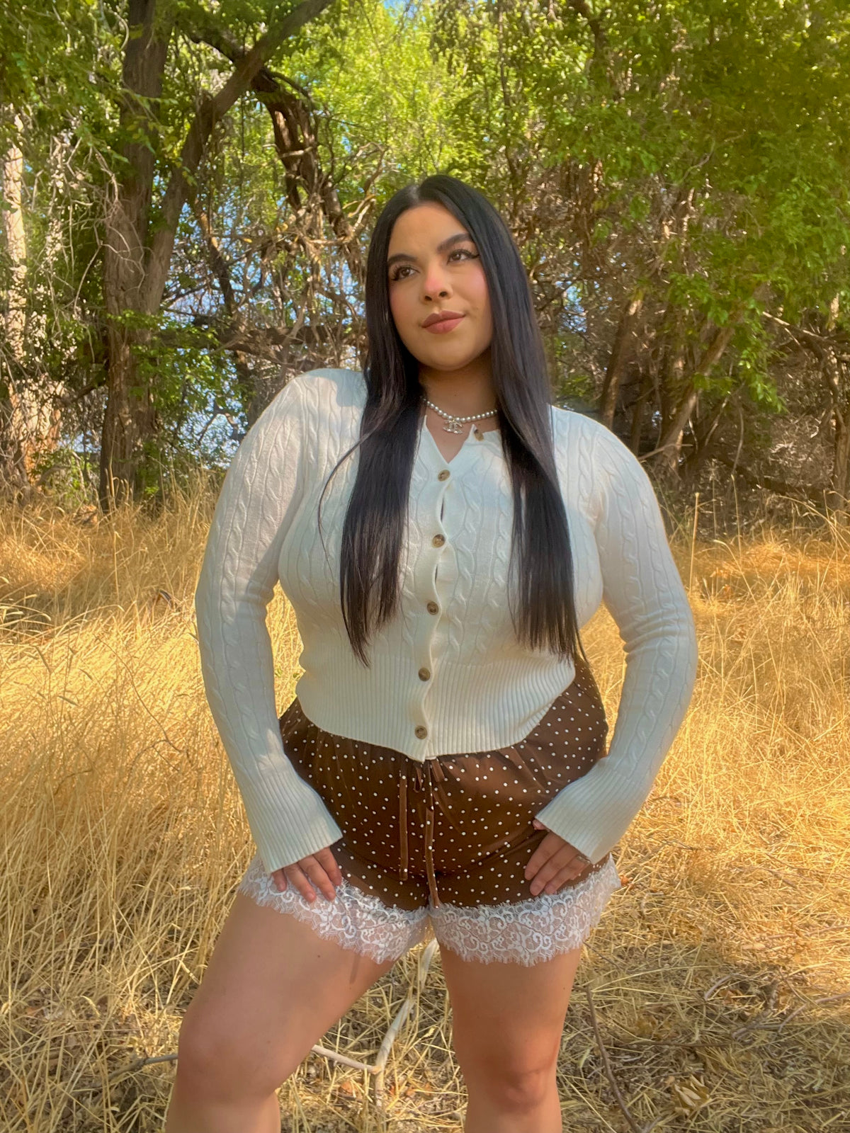 Paris Polka Dot Satin Lace Short
