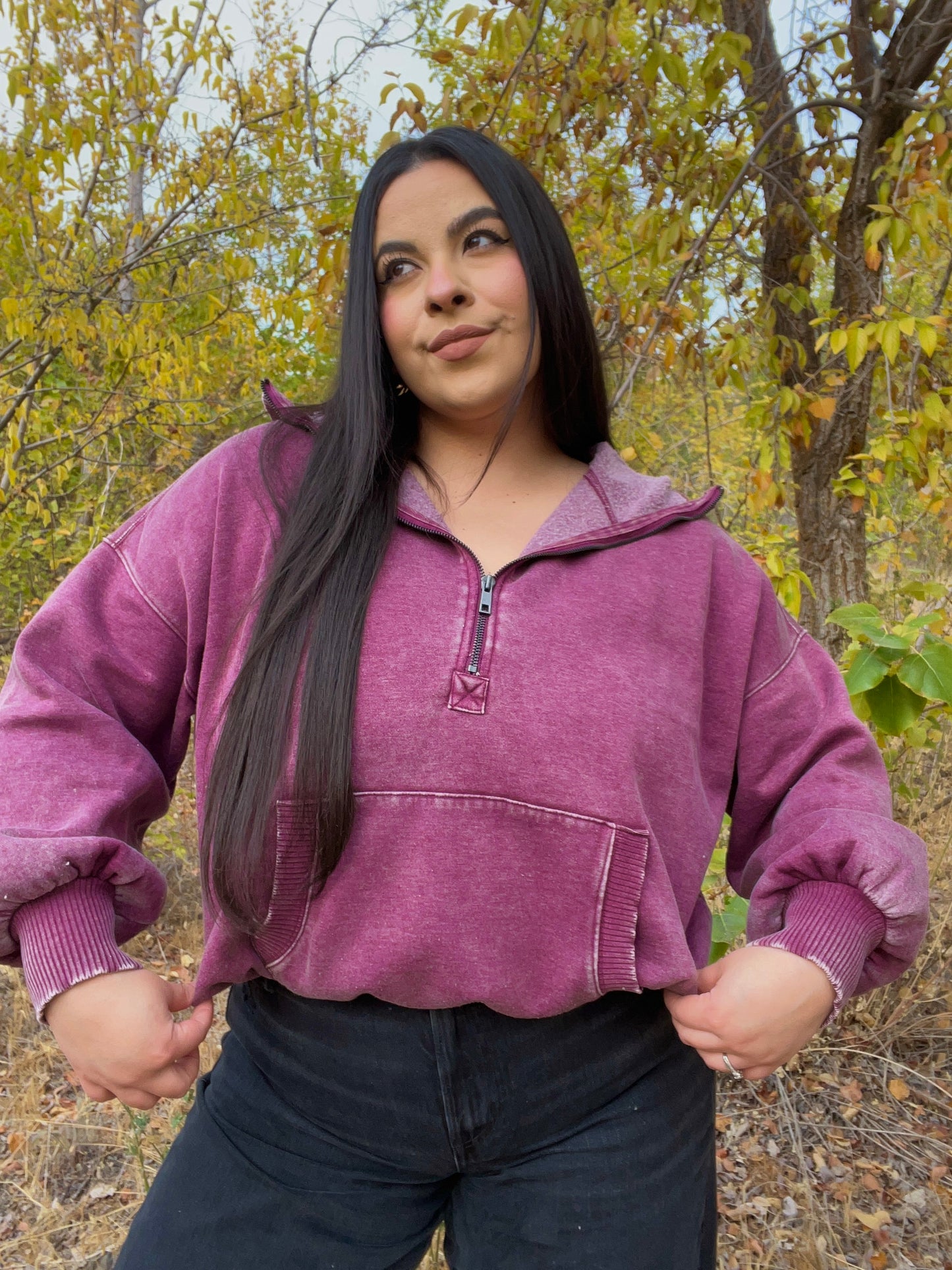 Velvet Leaves Hoodie (Plum)