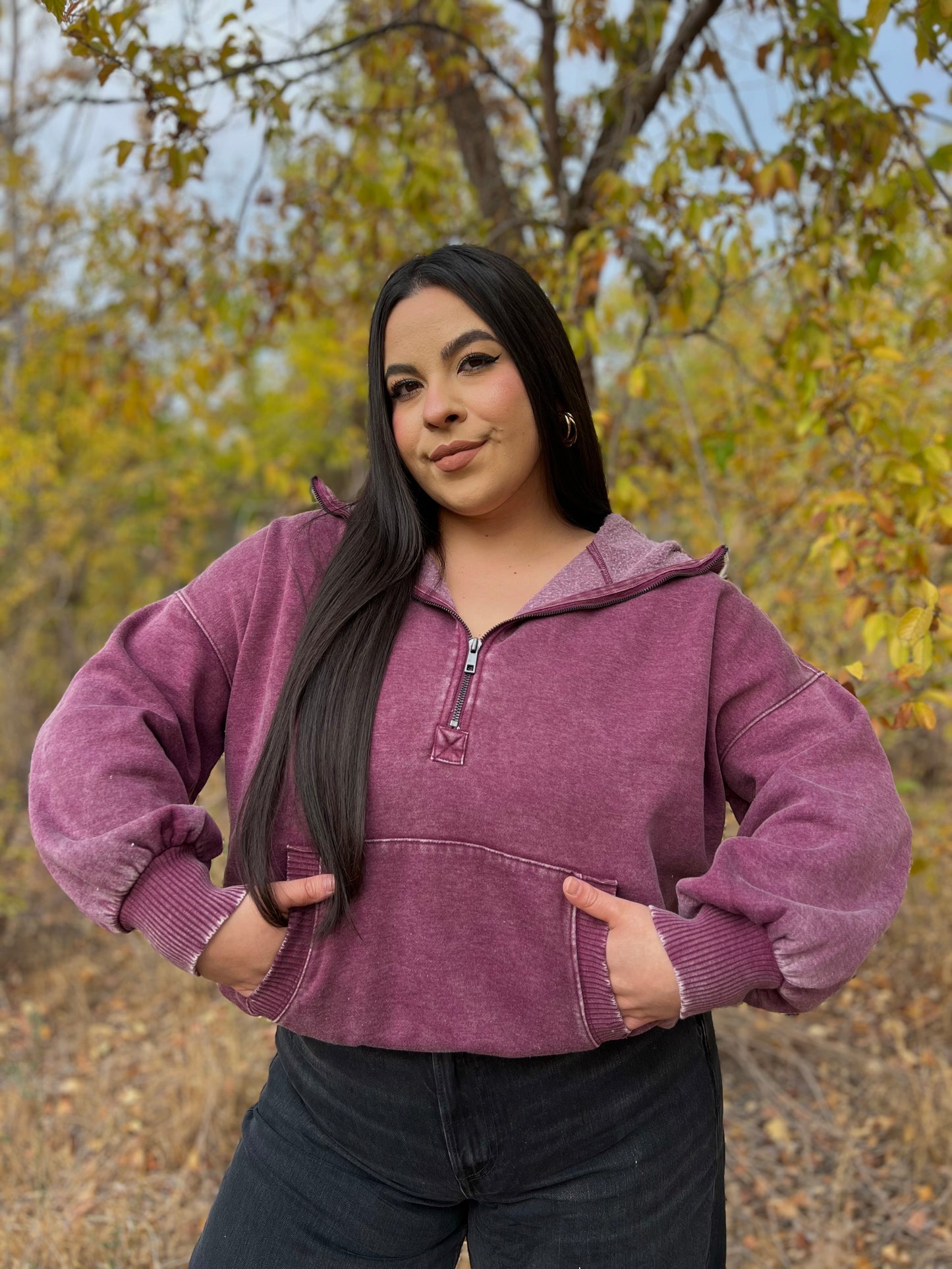 Velvet Leaves Hoodie (Plum)