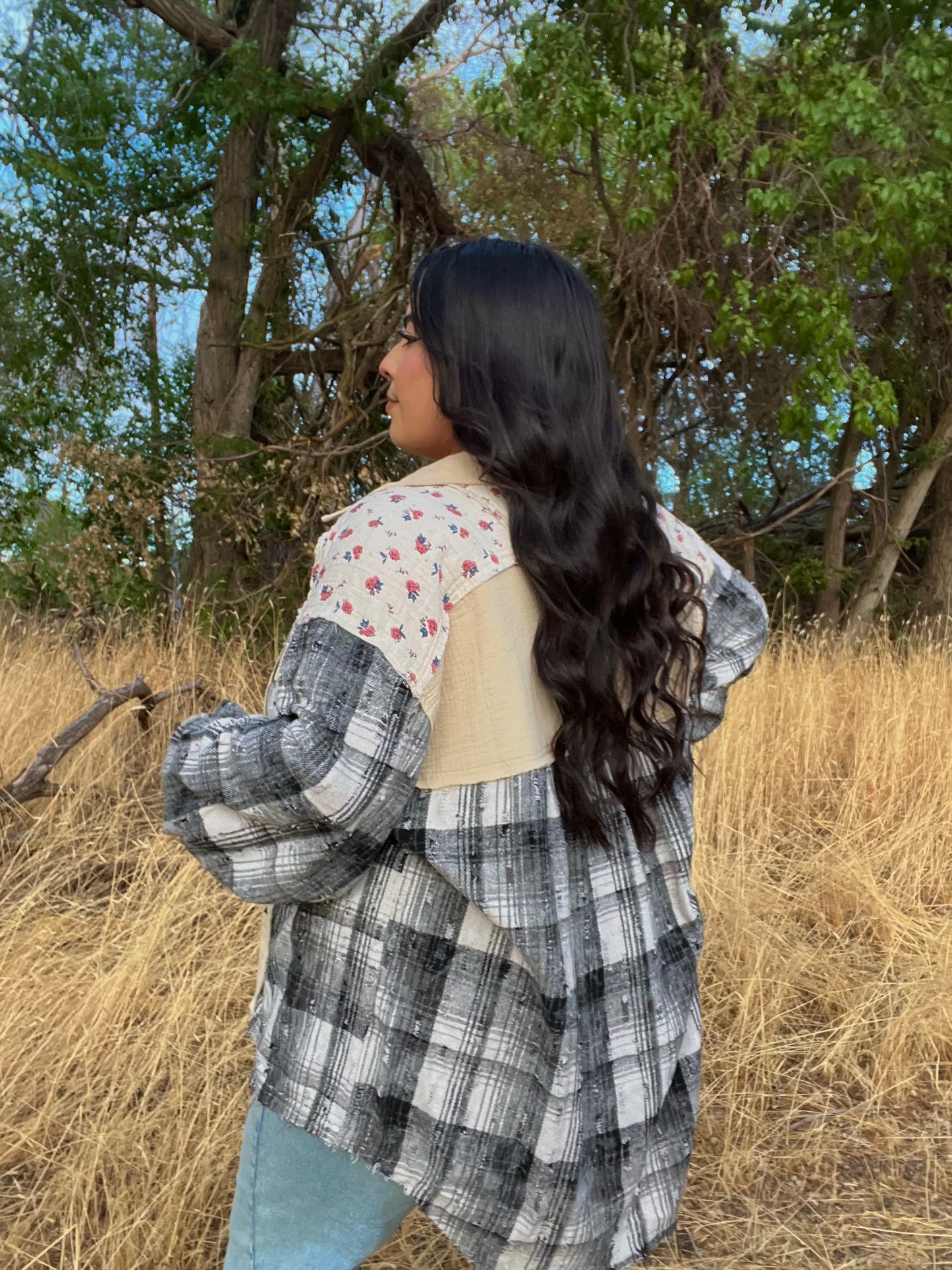 Falling Florals Plaid Shacket