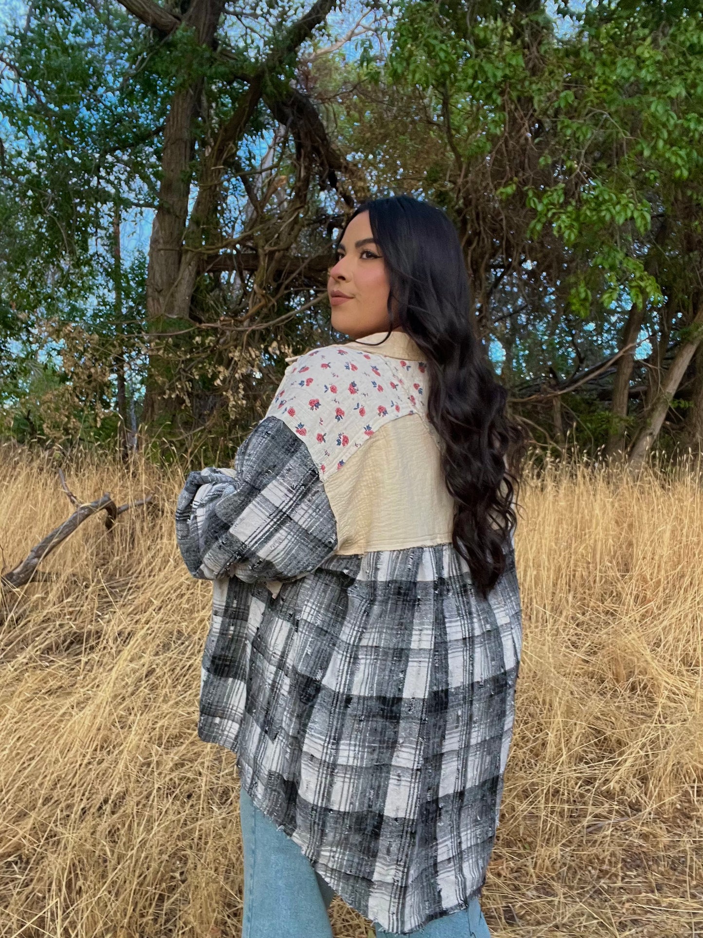 Falling Florals Plaid Shacket
