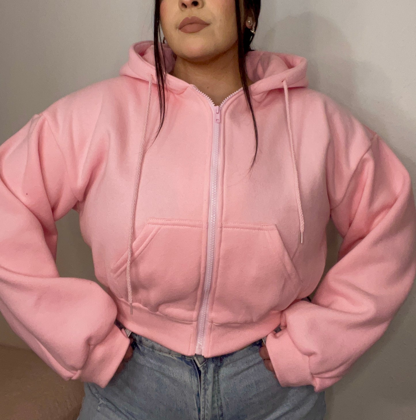 Cloud Cropped Hoodie (Pink)