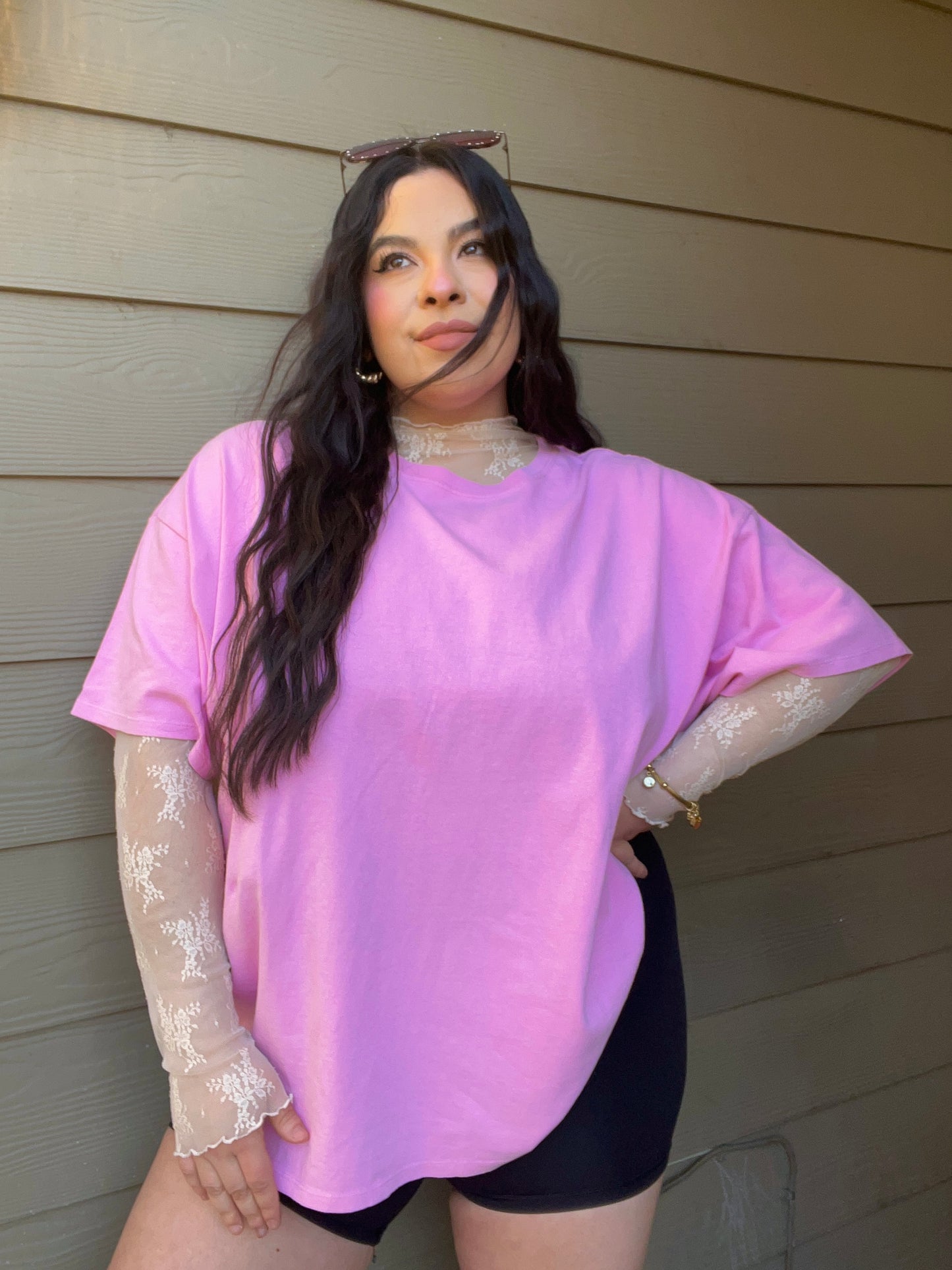Straight Chillin Oversized Tee - Pink