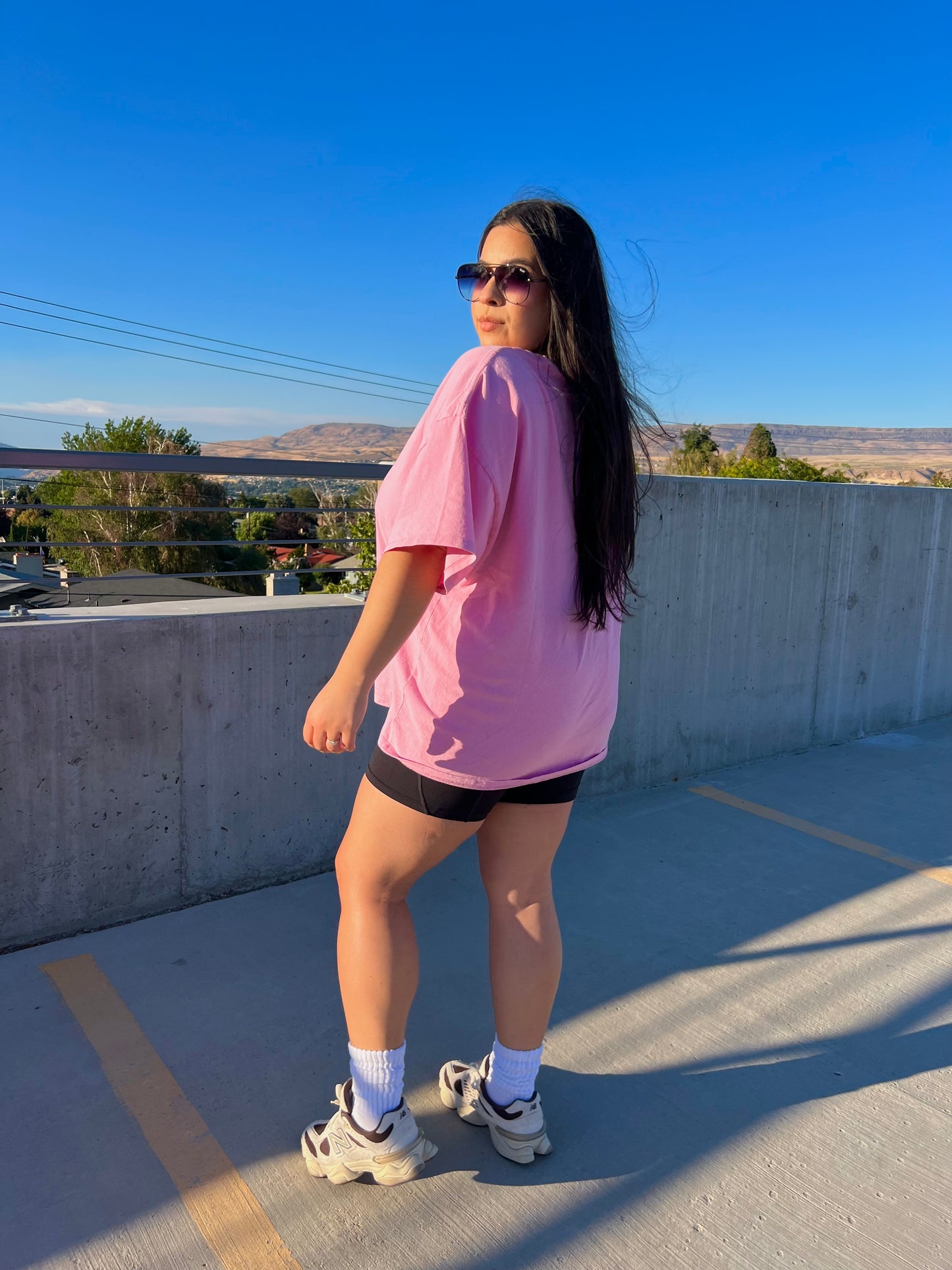Straight Chillin Oversized Tee - Pink