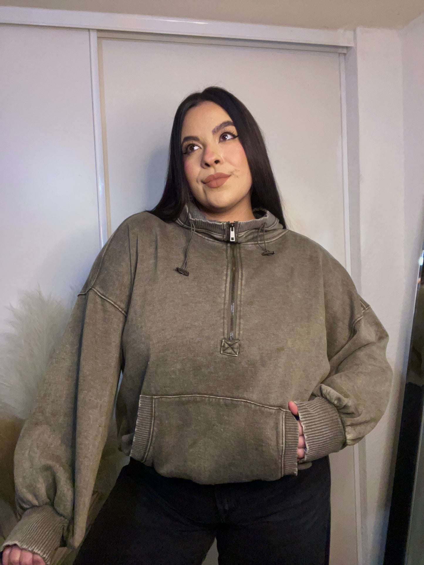 Velvet Leaves Hoodie (Olive)
