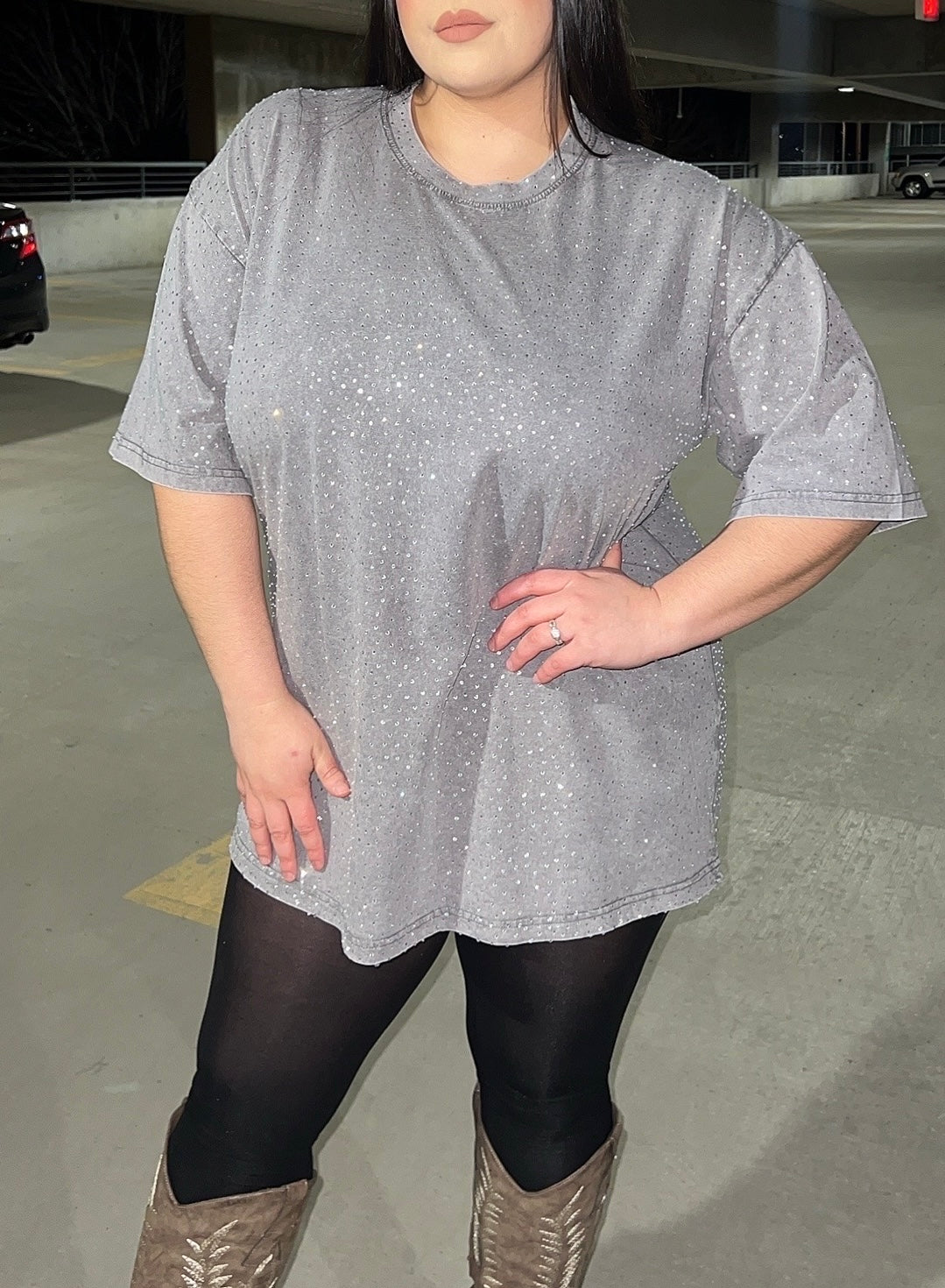 Beliquette Rhinestone Tee (Grey)