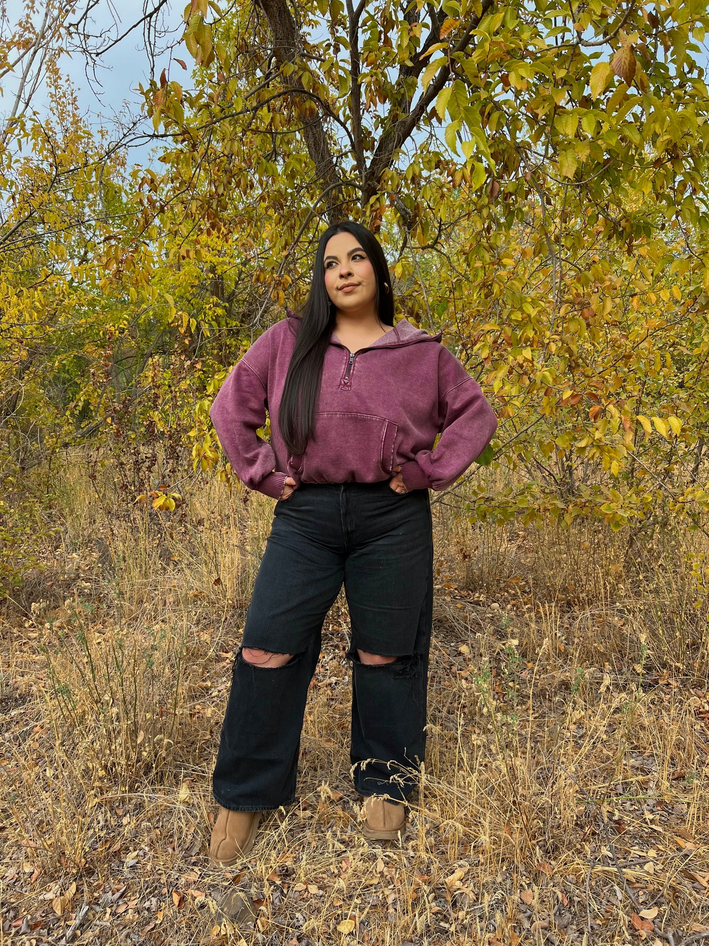 Velvet Leaves Hoodie (Plum)