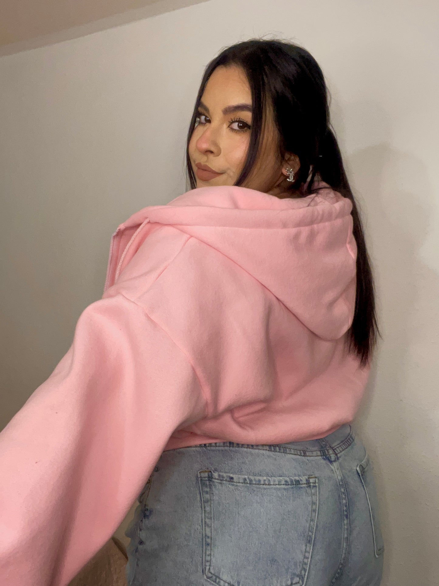 Cloud Cropped Hoodie (Pink)