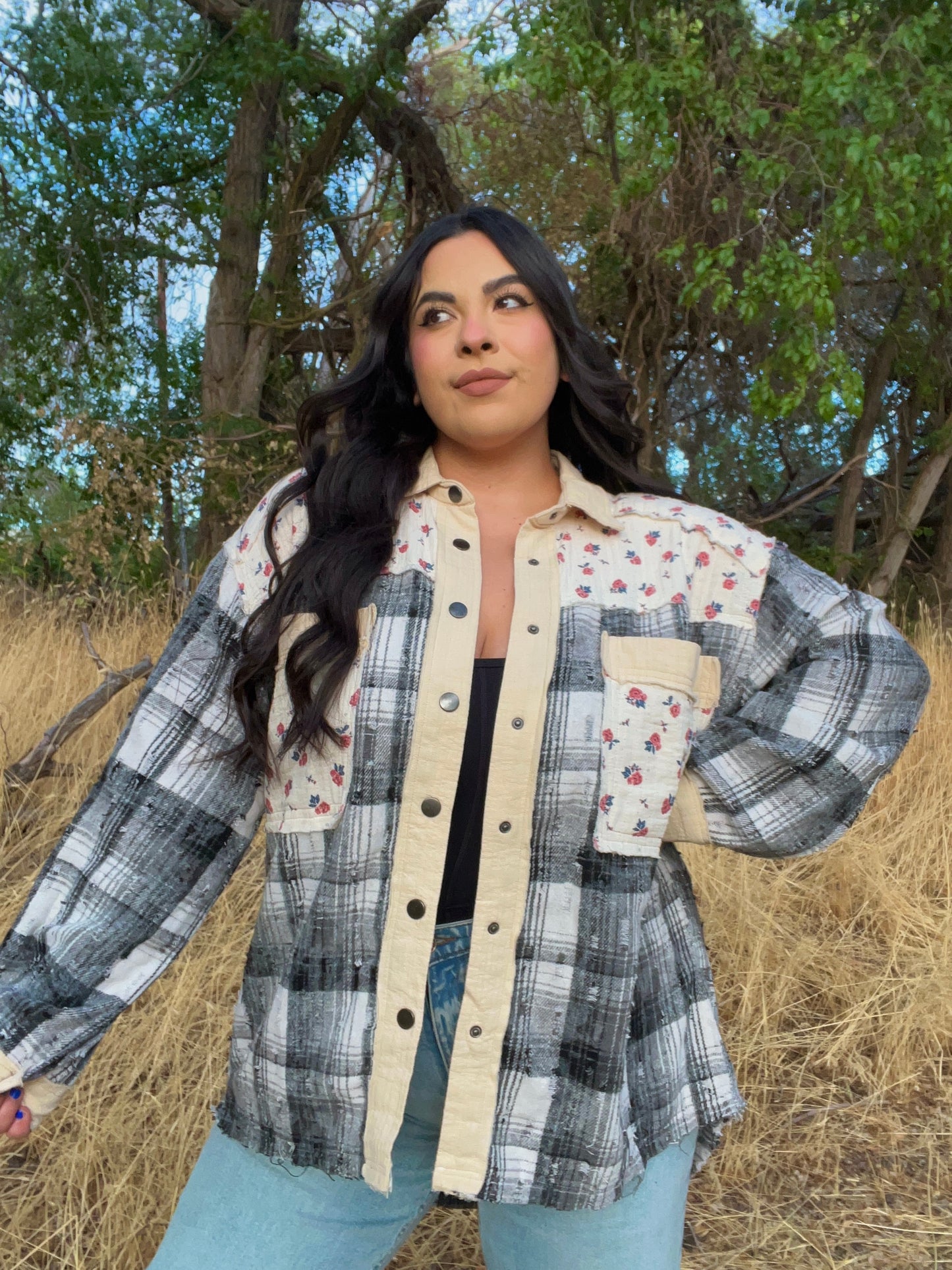 Falling Florals Plaid Shacket