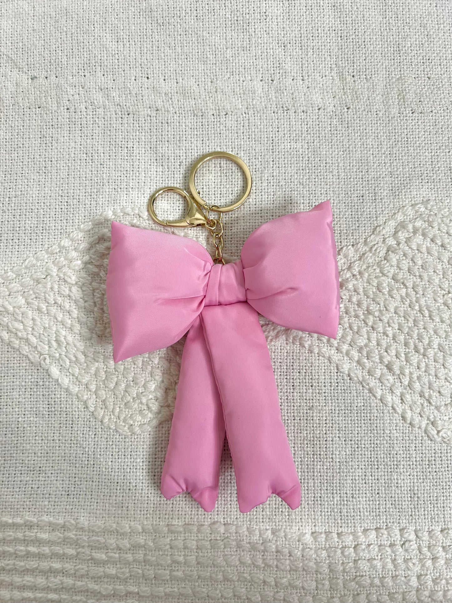 Puffer Bow Keychain (Pink)