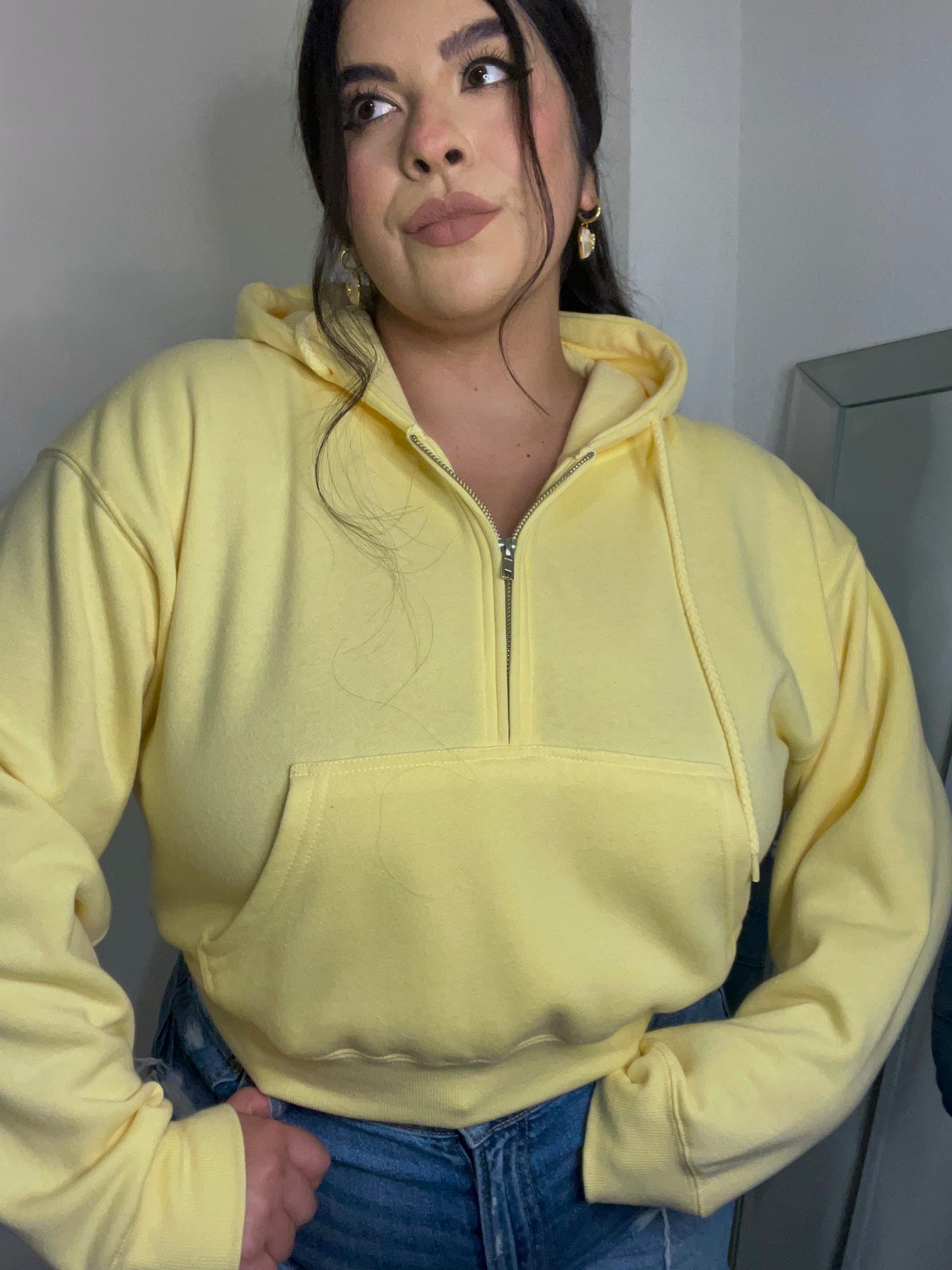 Essential 1/2 Zip Hoodie (Buttercream)