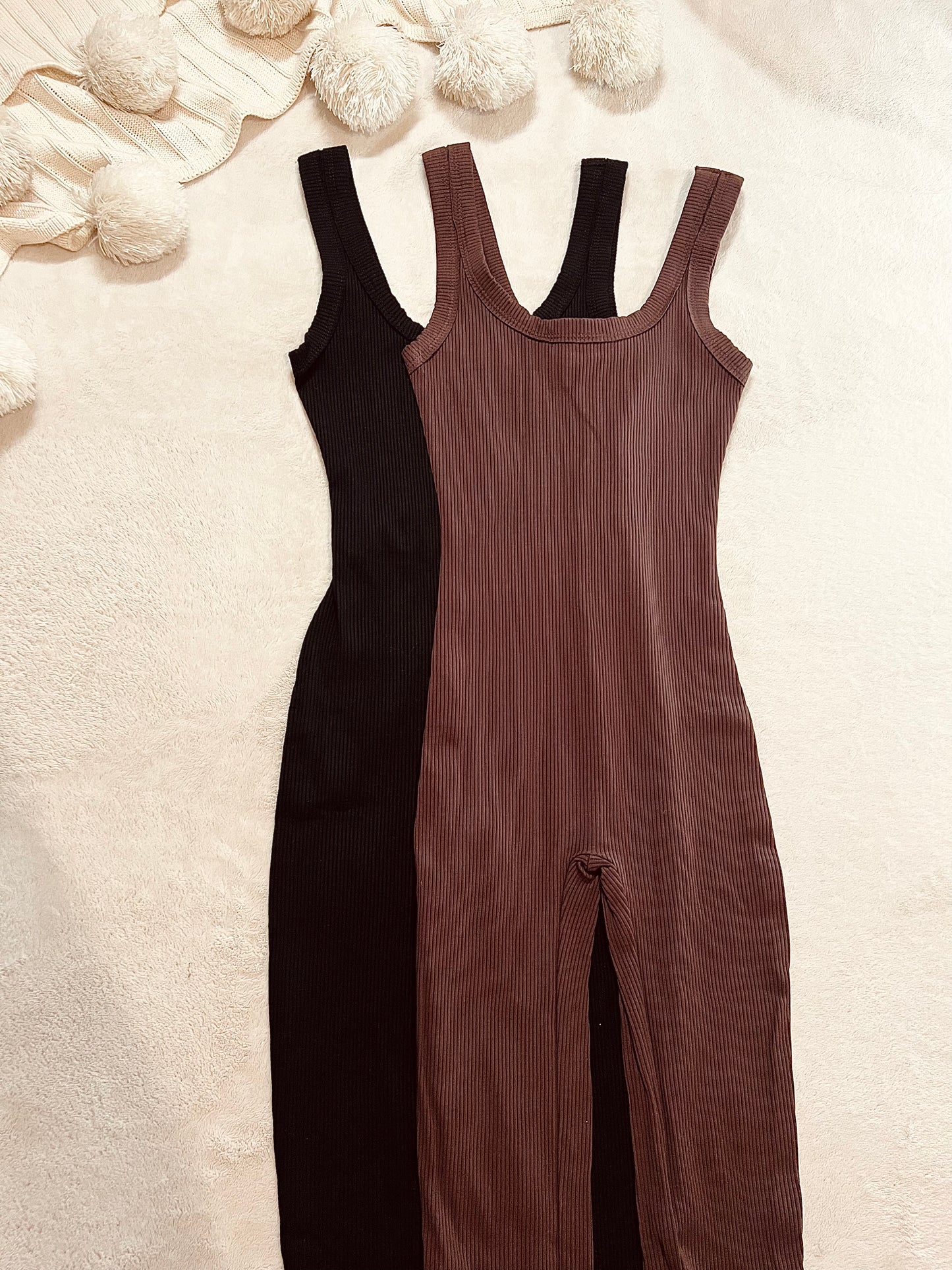 Essential Ribbed Jumpsuit (Black)