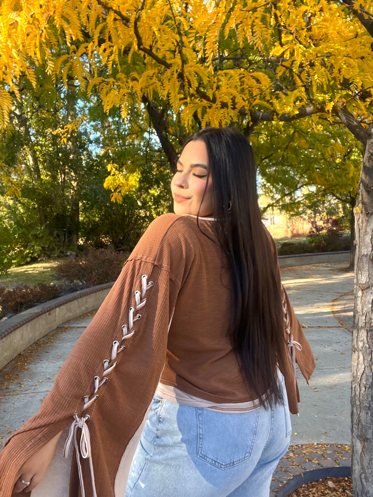 Emery Lace Up Boho Top