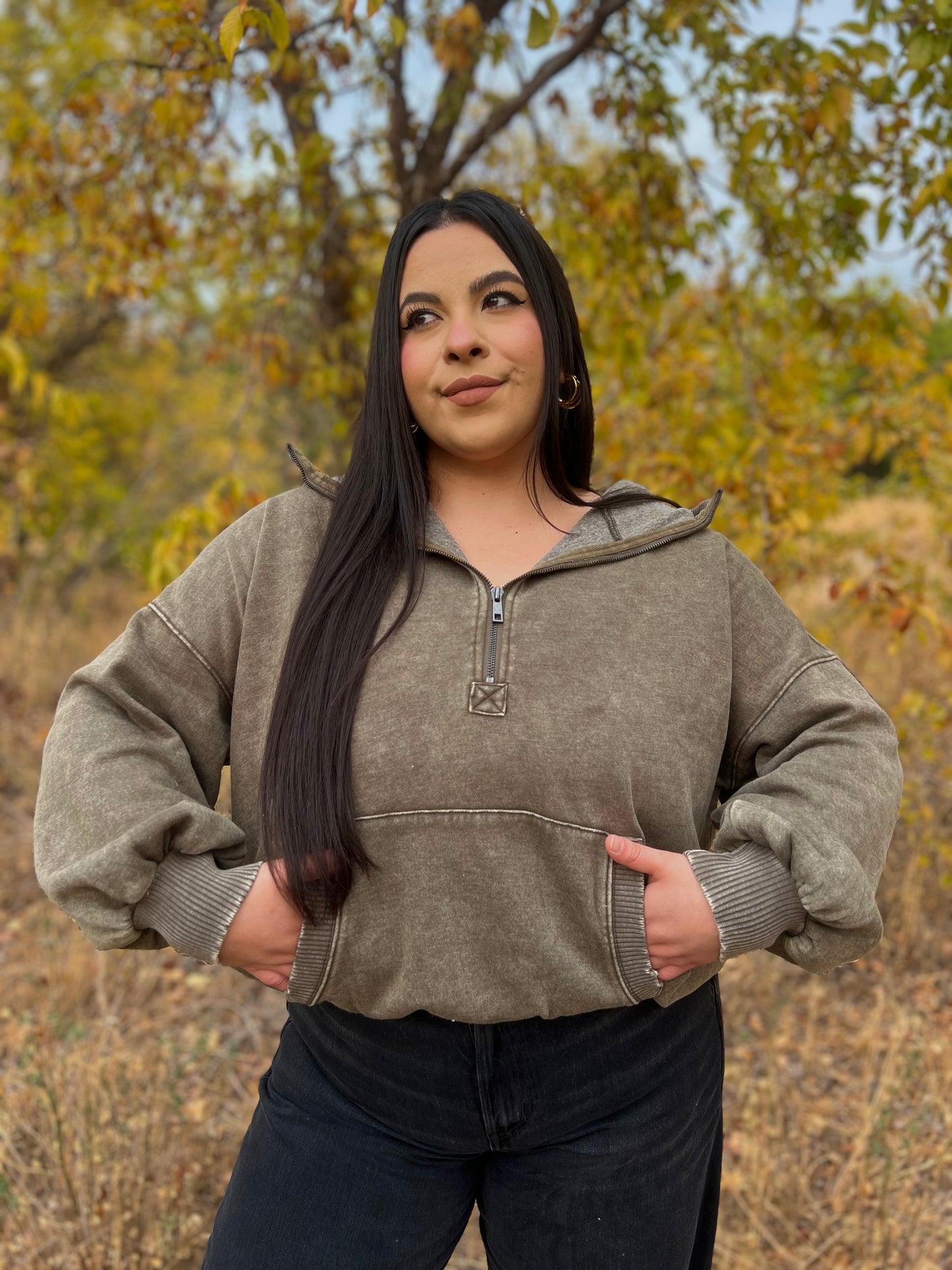 Velvet Leaves Hoodie (Olive)