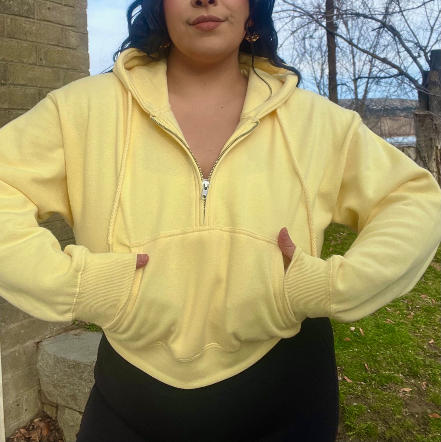 Essential 1/2 Zip Hoodie (Buttercream)