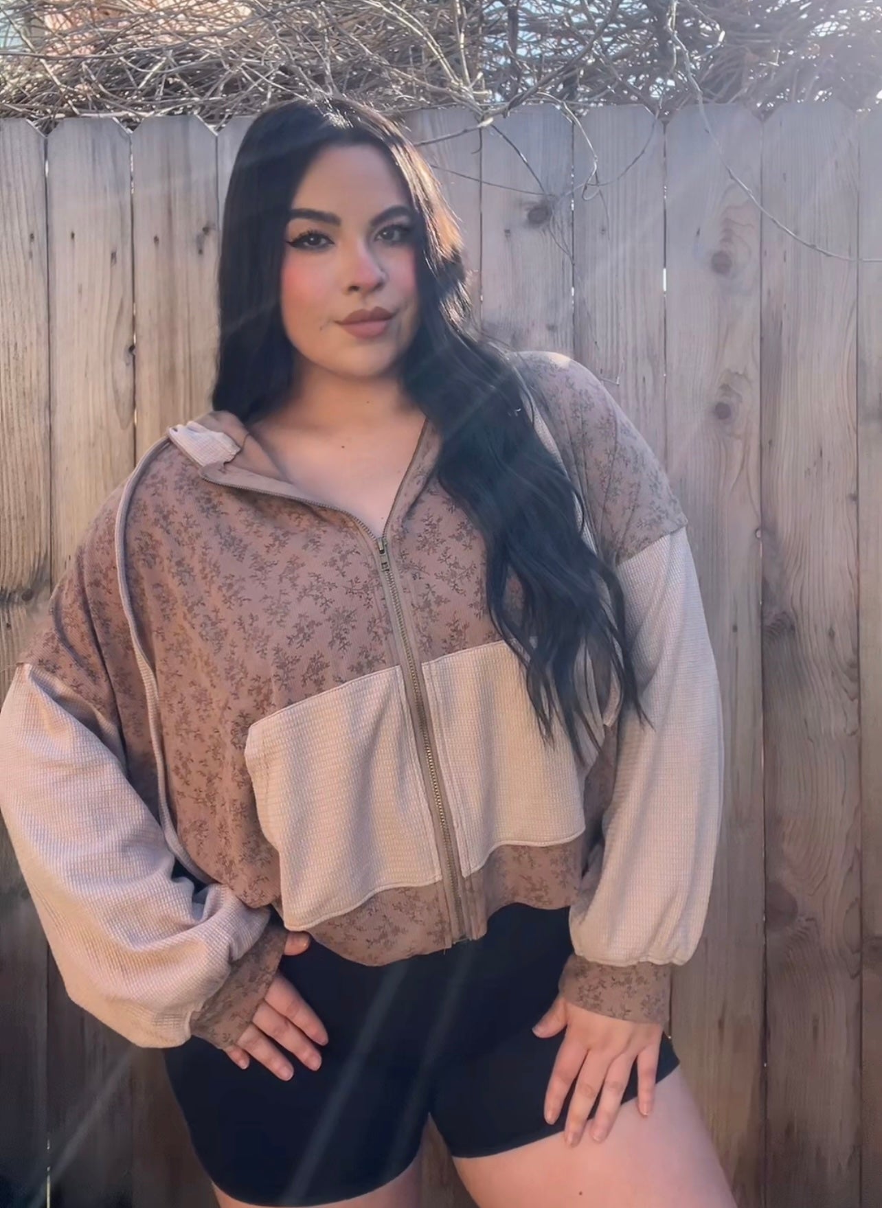 Cutesy Floral Hoodie (Mocha)