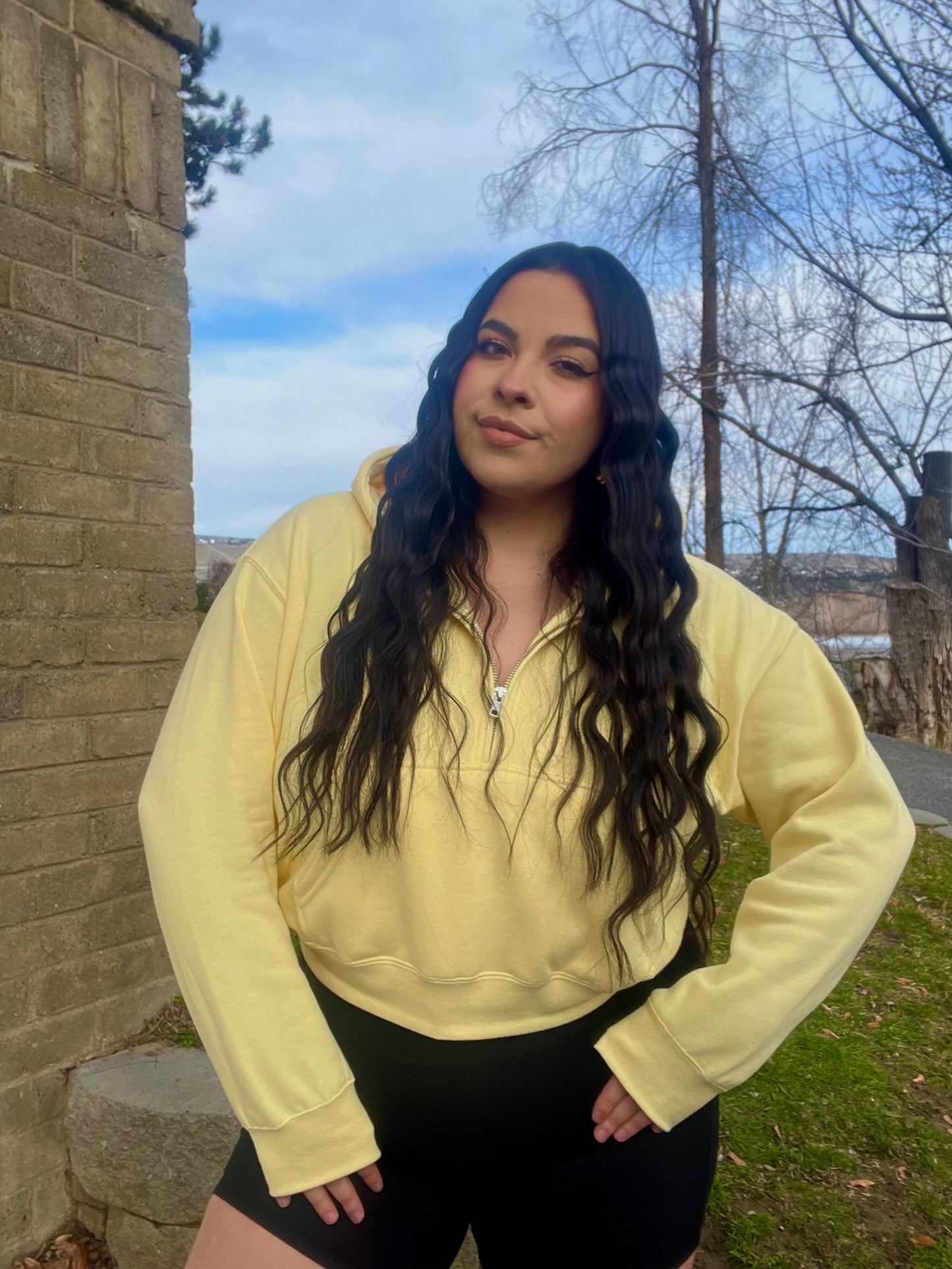 Essential 1/2 Zip Hoodie (Buttercream)