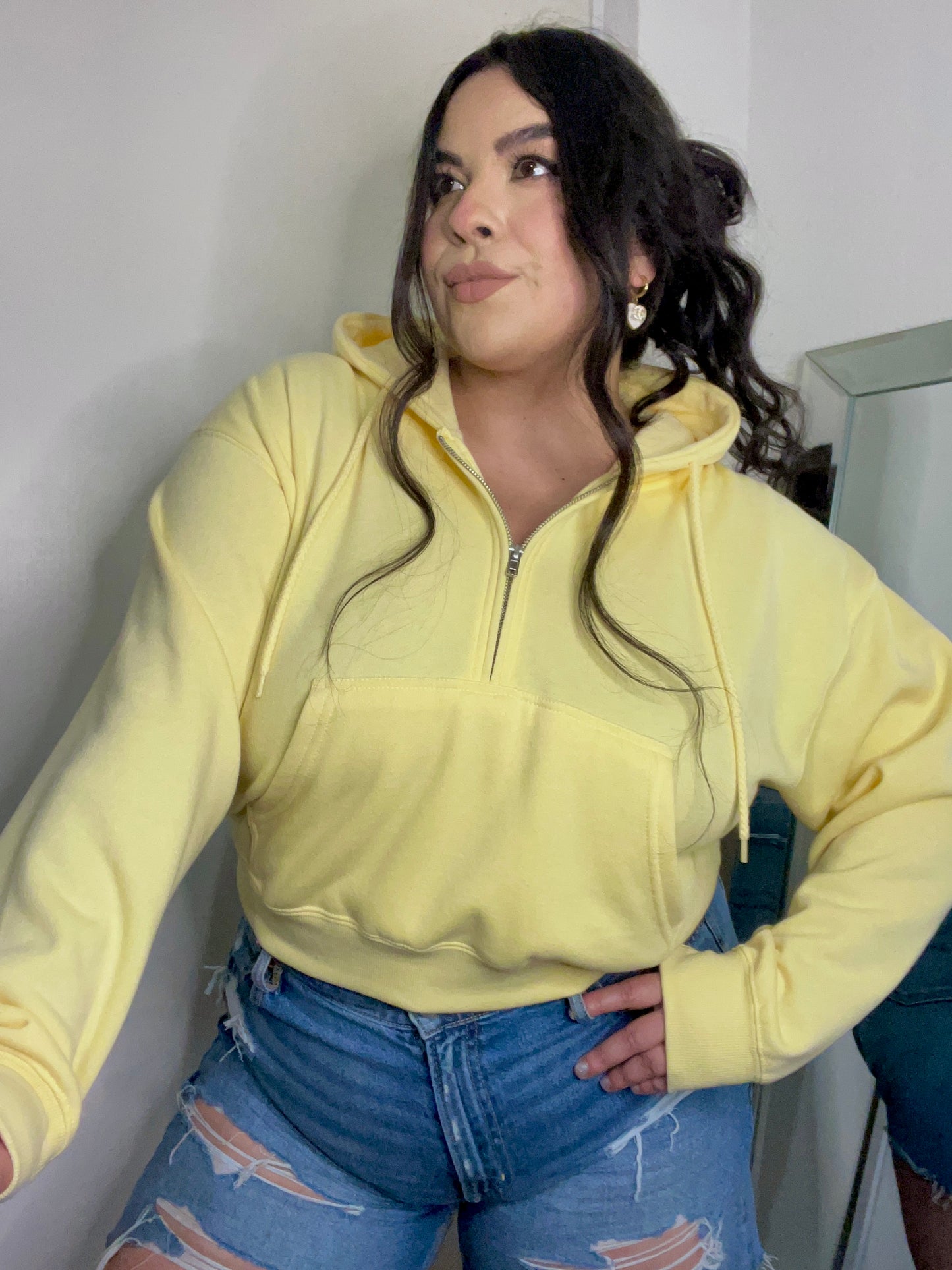 Essential 1/2 Zip Hoodie (Buttercream)