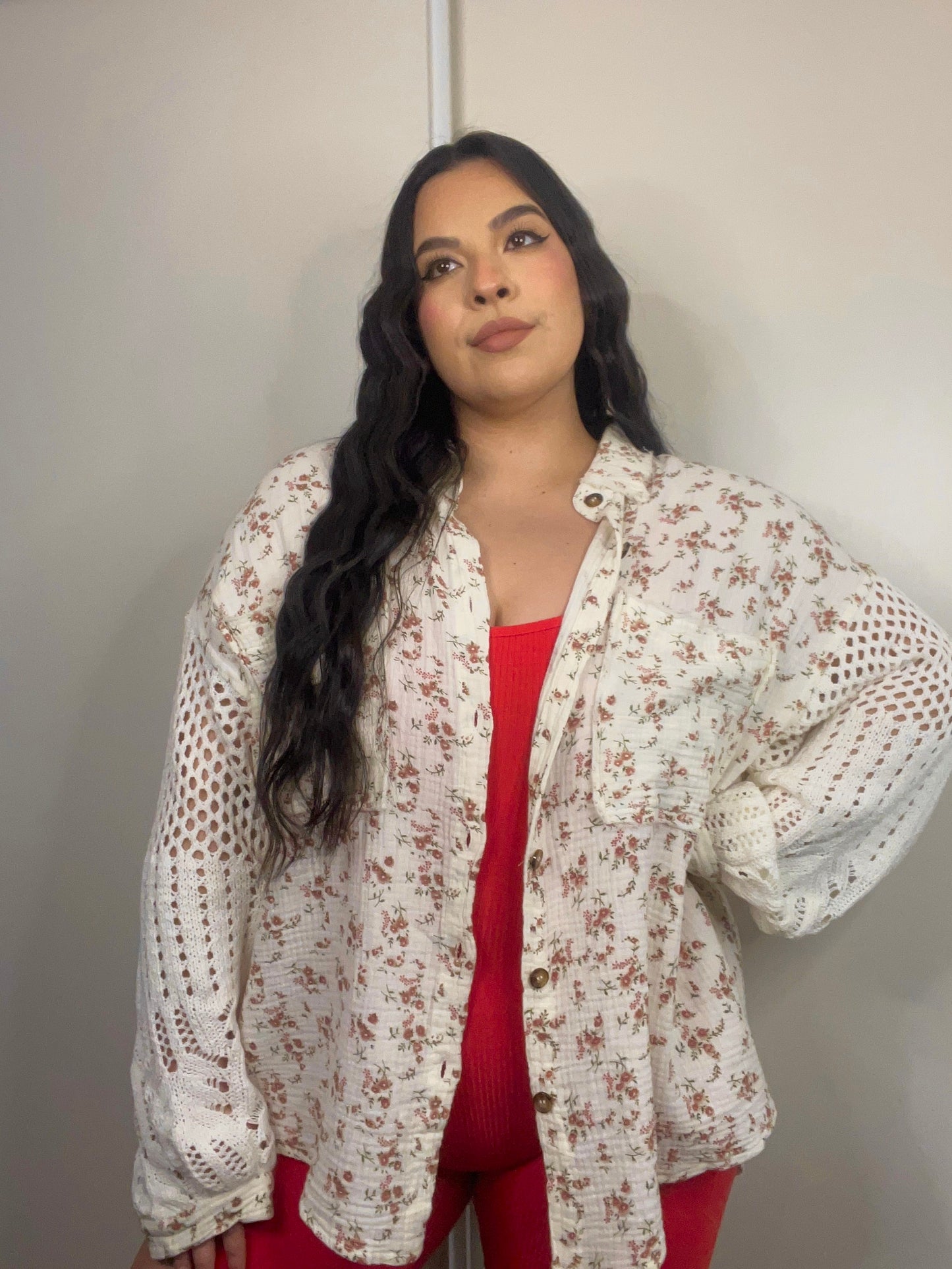 Esencia Crochet Top (Cream/Floral)