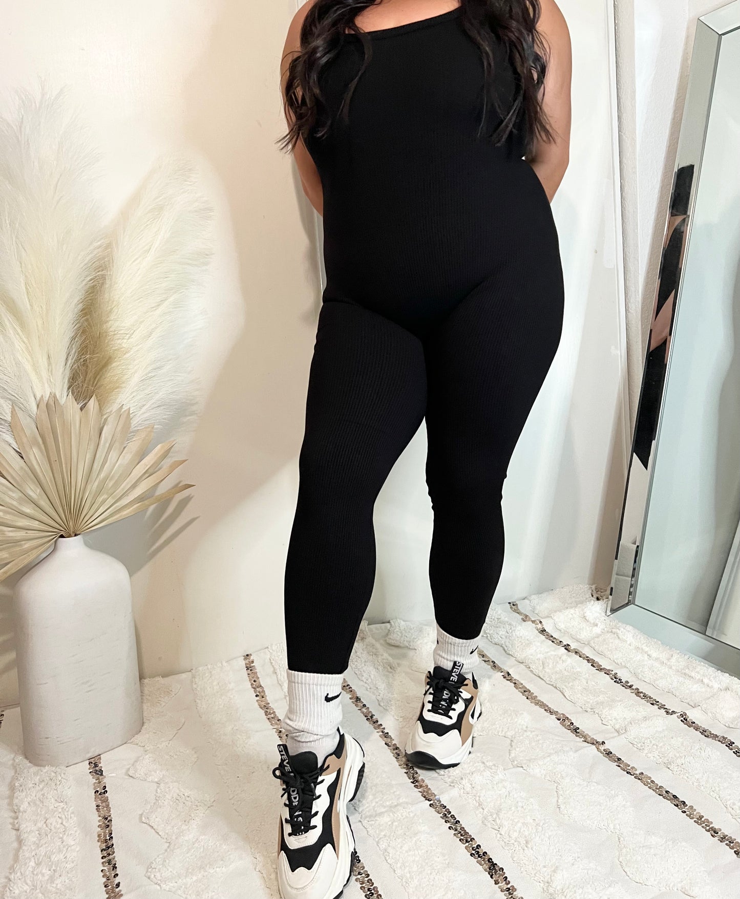 Essential Ribbed Jumpsuit (Black)