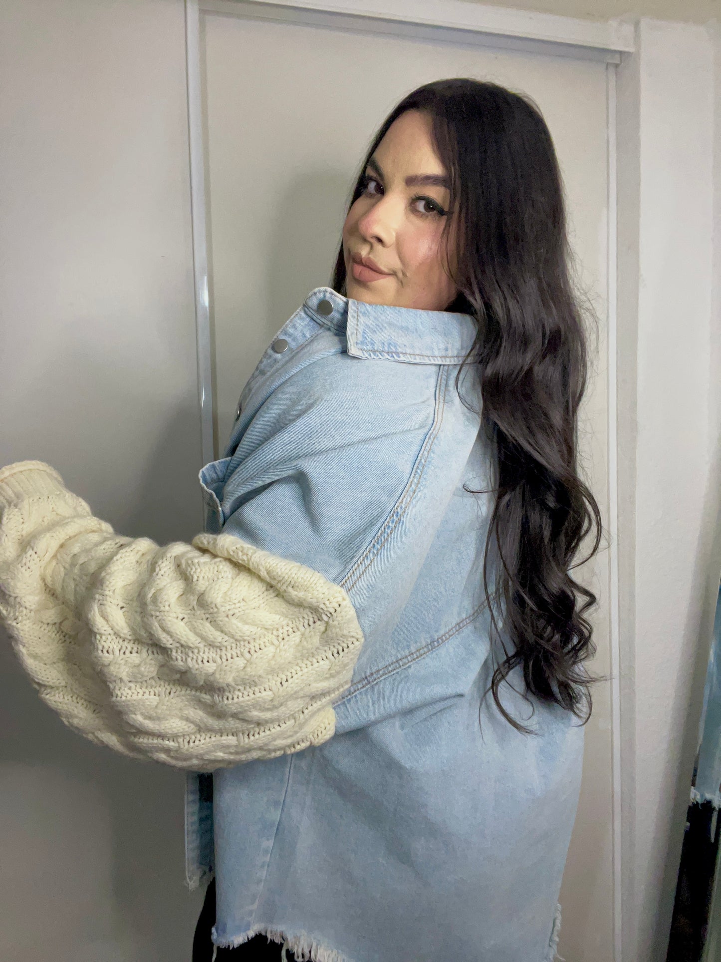Cozy Season Shacket (Denim/Ivory)