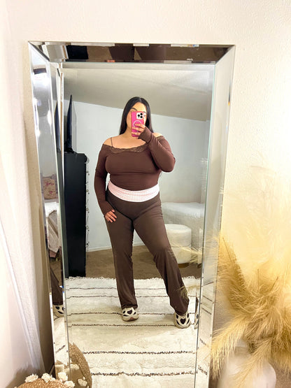 90s Fold Over Flare Leggings (Polka dot)