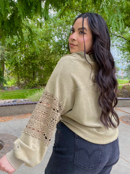 Lucky Charm Lace Pullover (Moss)
