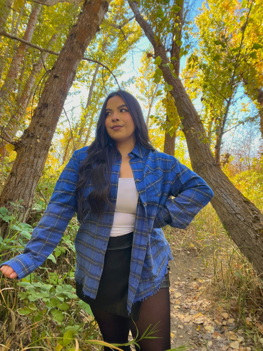 Autumn Woods Flannel (Royal Blue)