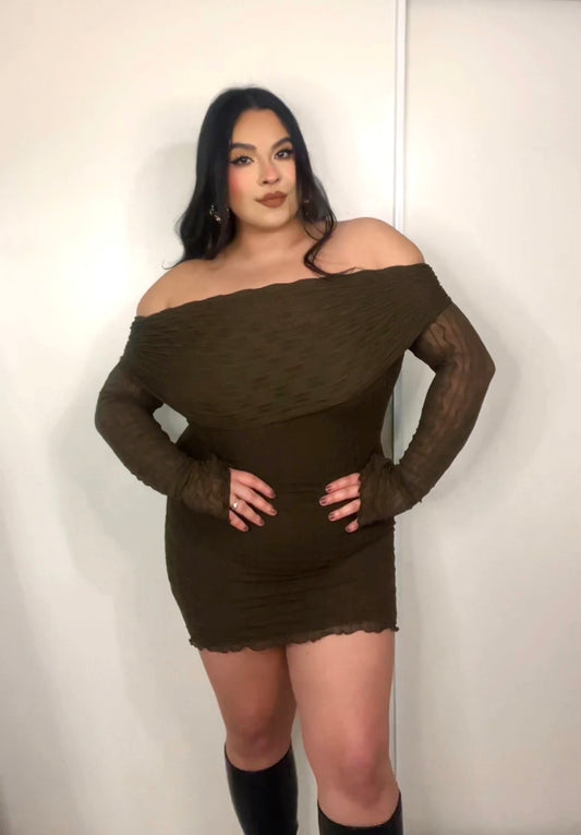 Grace Off The Shoulder Dress (Chocolate)
