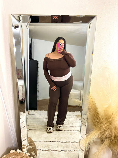 90s Fold Over Flare Leggings (Polka dot)