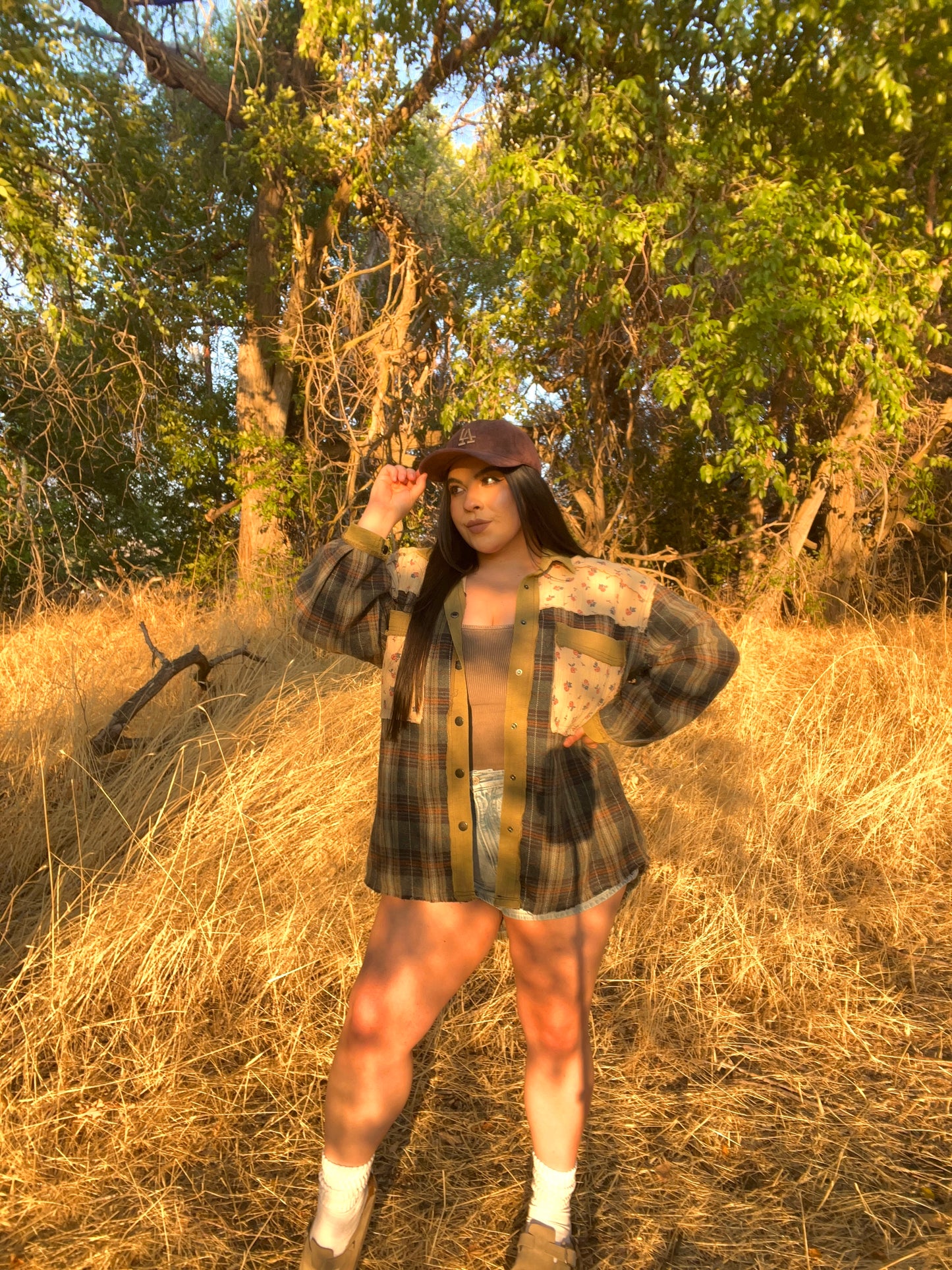 Tree Farm Floral/Plaid Shacket