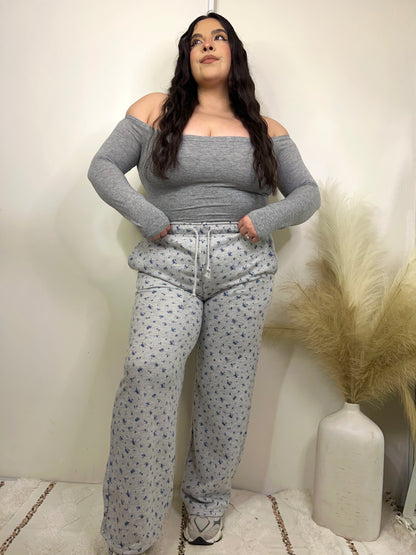 Full Bloom Floral Sweatpants (H.Gray)