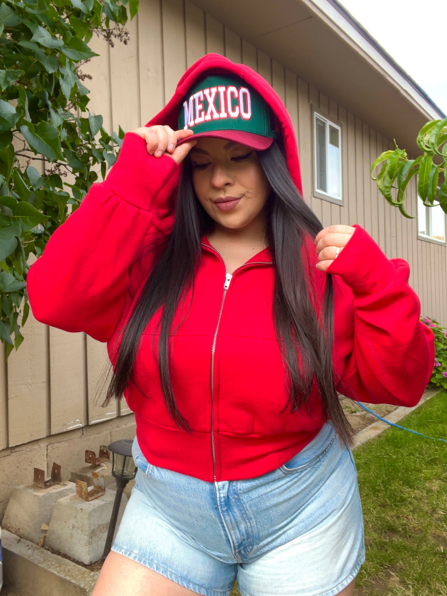 Essential Cropped Hoodie (Cherry)