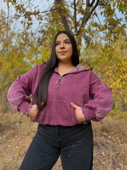 Velvet Leaves Hoodie (Plum)