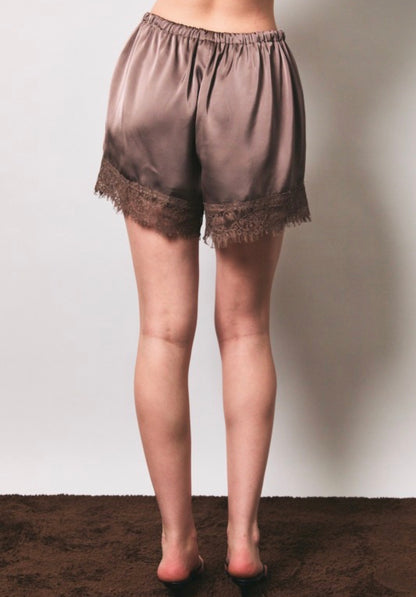 Lace satin shorts (mocha)