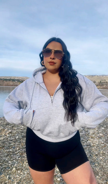 Essential 1/2 Zip Hoodie (Icy Gray)