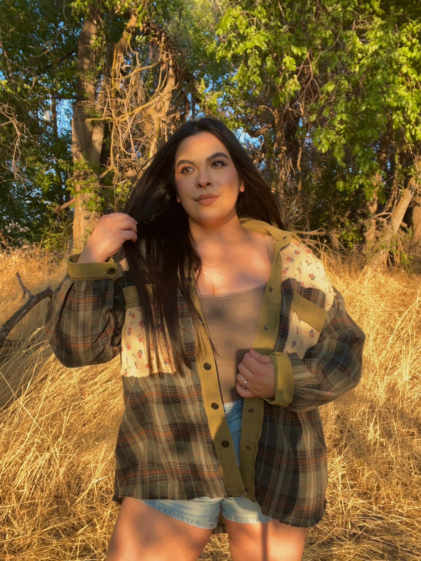 Tree Farm Floral/Plaid Shacket
