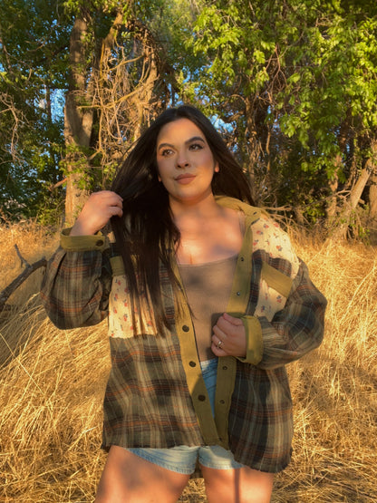 Tree Farm Floral/Plaid Shacket