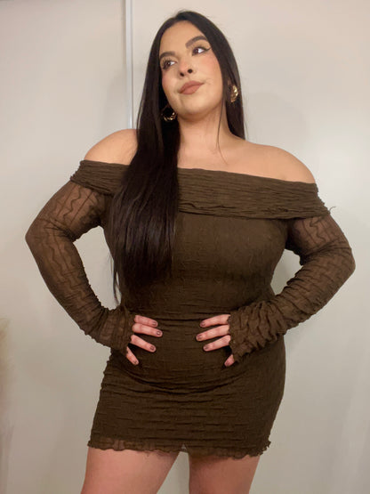 Grace Off The Shoulder Dress (Chocolate)