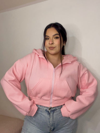 Cloud Cropped Hoodie (Pink)