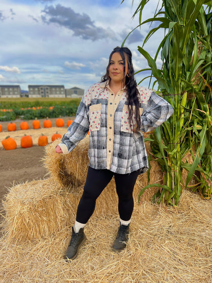 Falling Florals Plaid Shacket