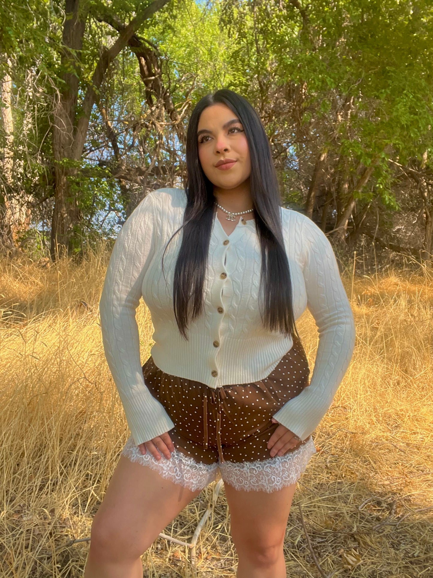 Paris Polka Dot Satin Lace Short