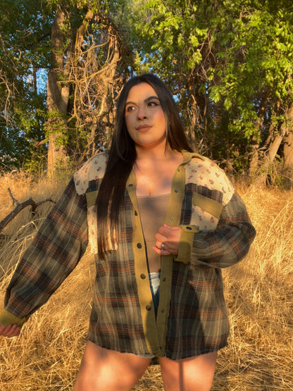 Tree Farm Floral/Plaid Shacket