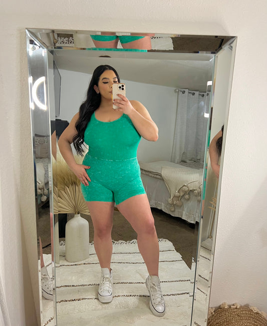 Effortless Mineral Wash Romper (Kelly Green)