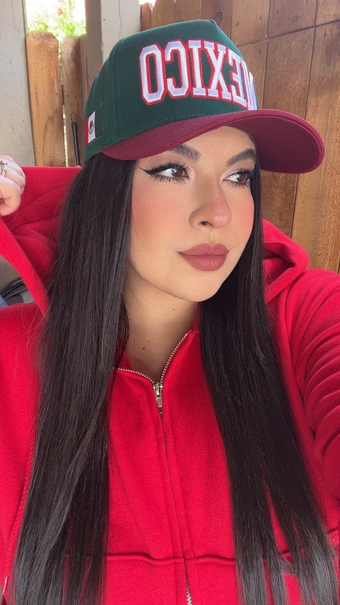 Mexico Baddie Hat (green/burgundy)